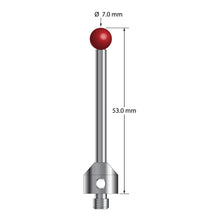 ATG-7053 M5 stylus with 7.0mm ruby ball, carbide stem, and stainless steel base, 53.0mm long by Q-Mark Manufacturing, Inc.