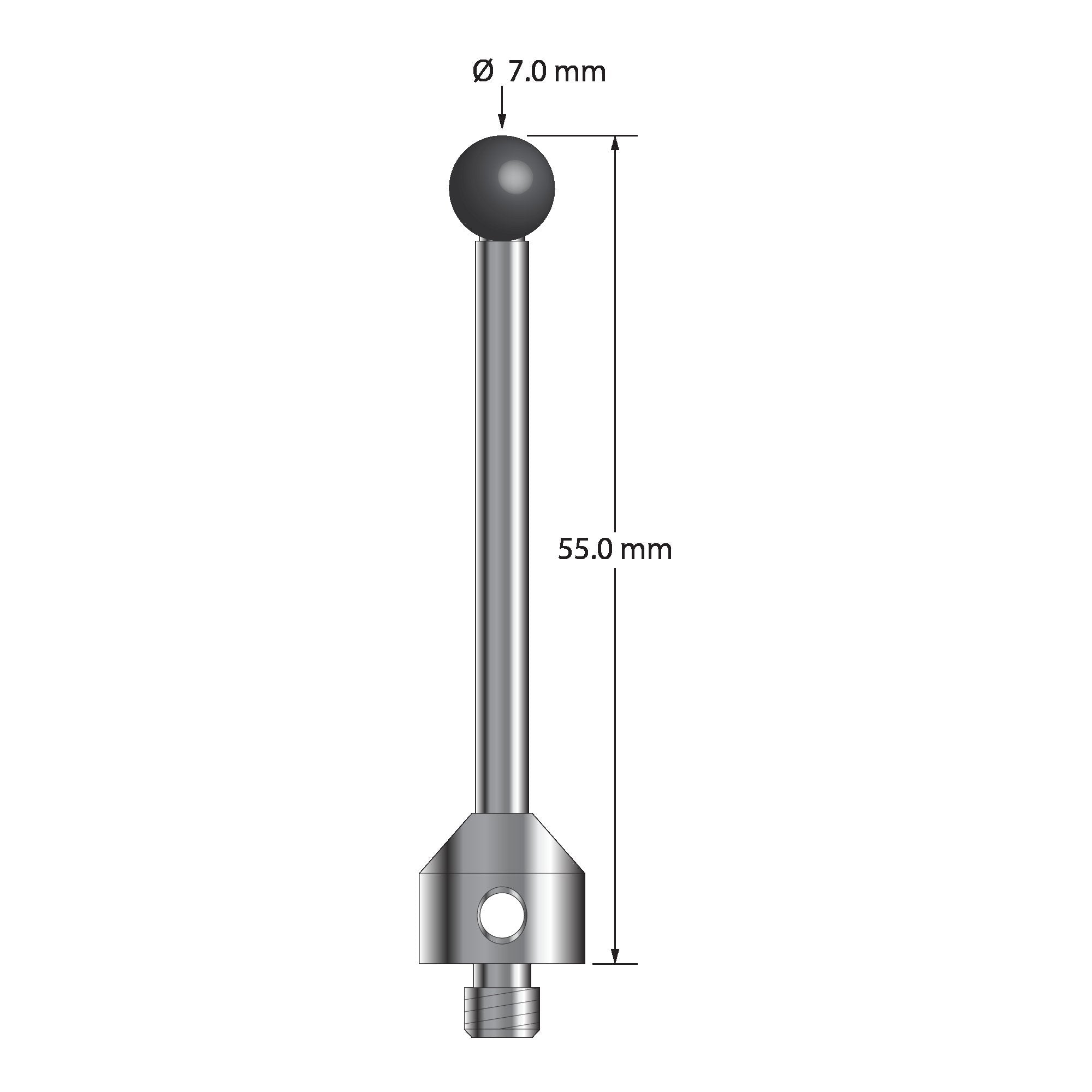 ATG-7055-SN M5 7.0mm silicon nitride stylus, 55.0mm long, by Q-Mark Manufacturing, Inc.