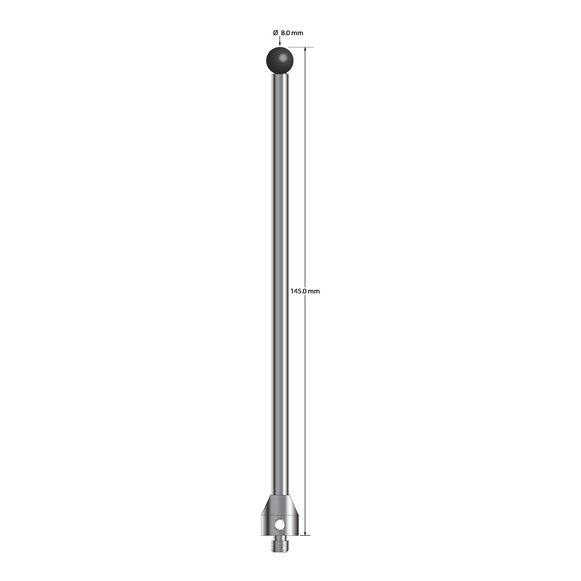 ATG-80145-SN M5 stylus with 8.0mm silicon nitride ball and carbide stem, 145mm long by Q-Mark Manufacturing, Inc.