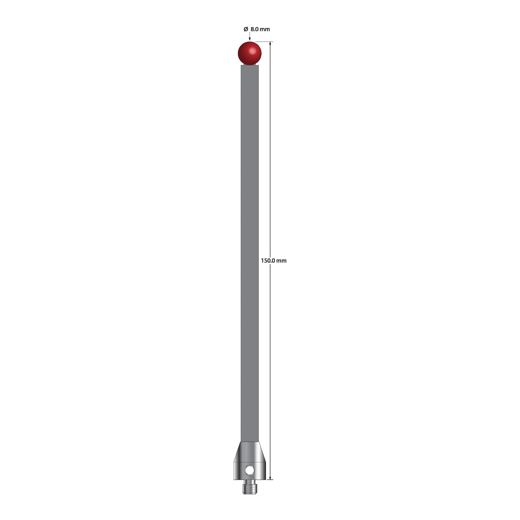 ATG-80150-TX M5 8.0mm ruby ball, carbon fiber stem, titanium base stylus, 150mm by Q-Mark Manufacturing, Inc.