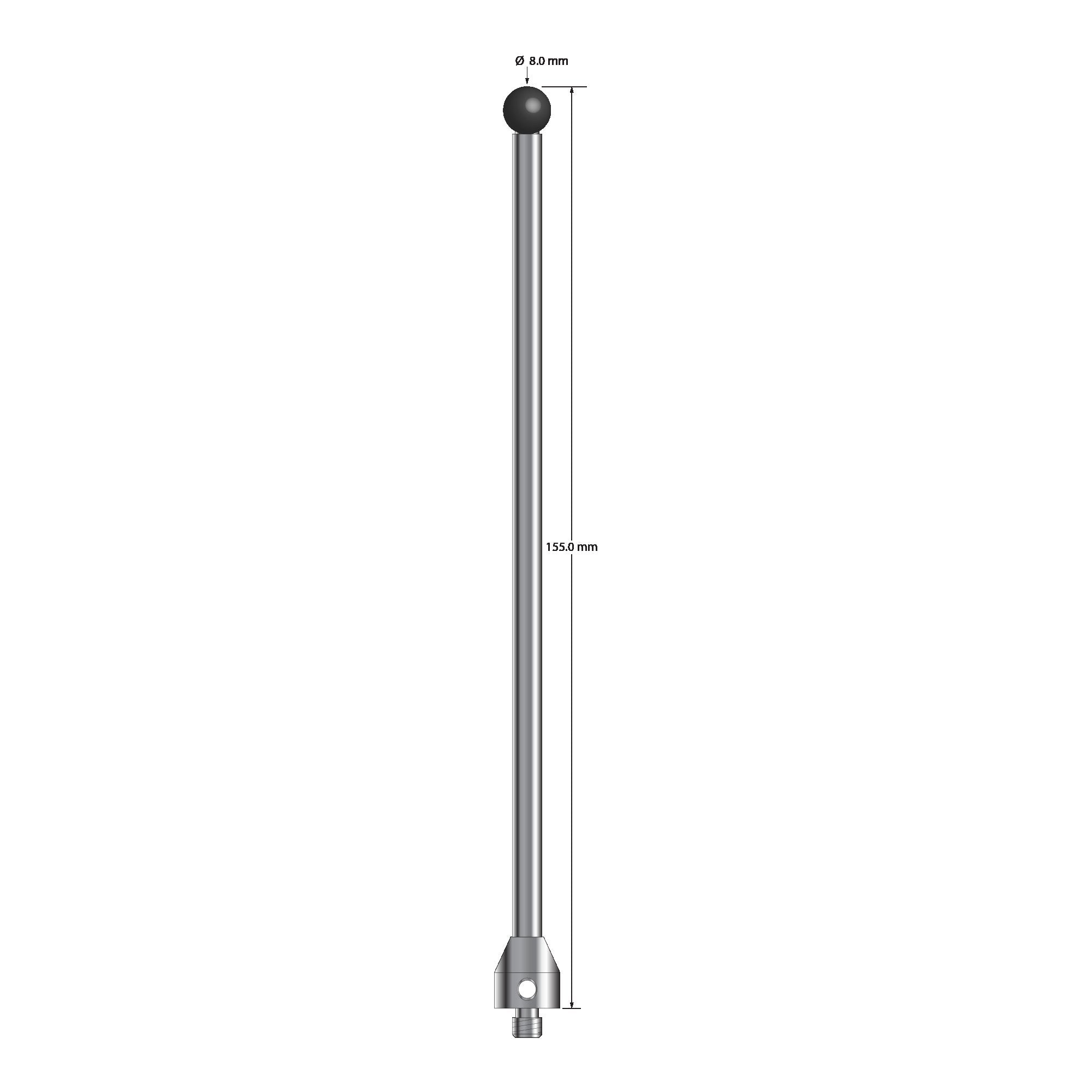 ATG-80155-SN M5 stylus, 8.0mm silicon nitride ball, carbide stem, stainless steel base, 155mm long by Q-Mark Manufacturing, Inc.