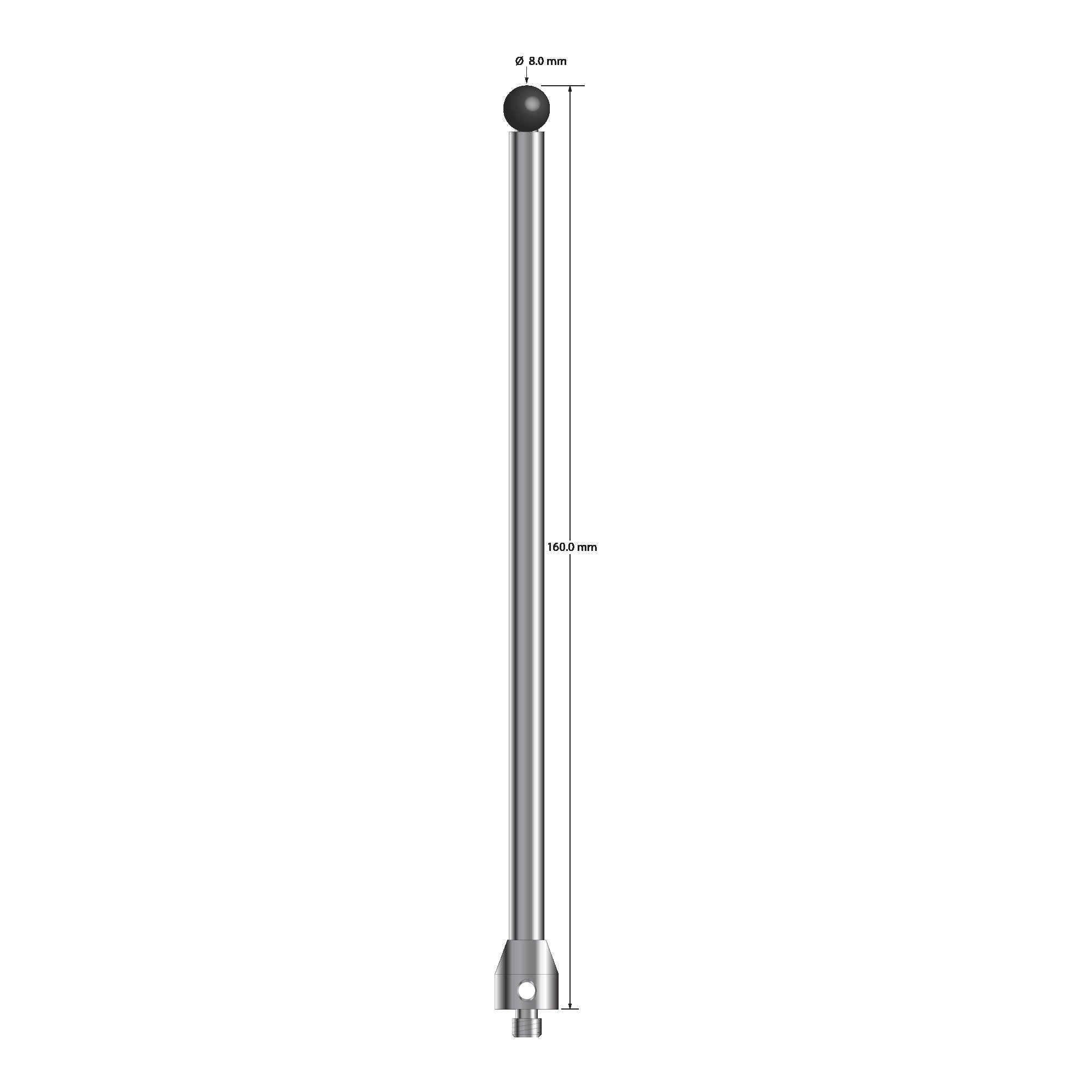 ATG-80160-SN M5 8.0mm silicon nitride stylus, 160.0mm long, by Q-Mark Manufacturing, Inc.