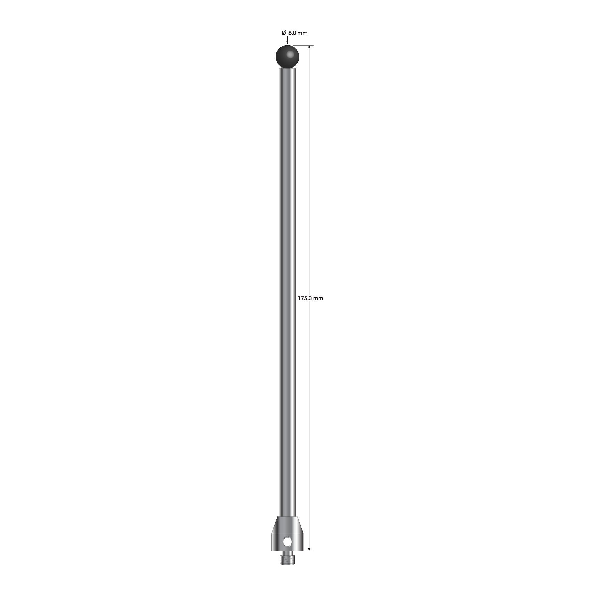ATG-80175-SN M5 8.0mm silicon nitride stylus with carbide stem and stainless steel base, 175.0mm long by Q-Mark Manufacturing, Inc.