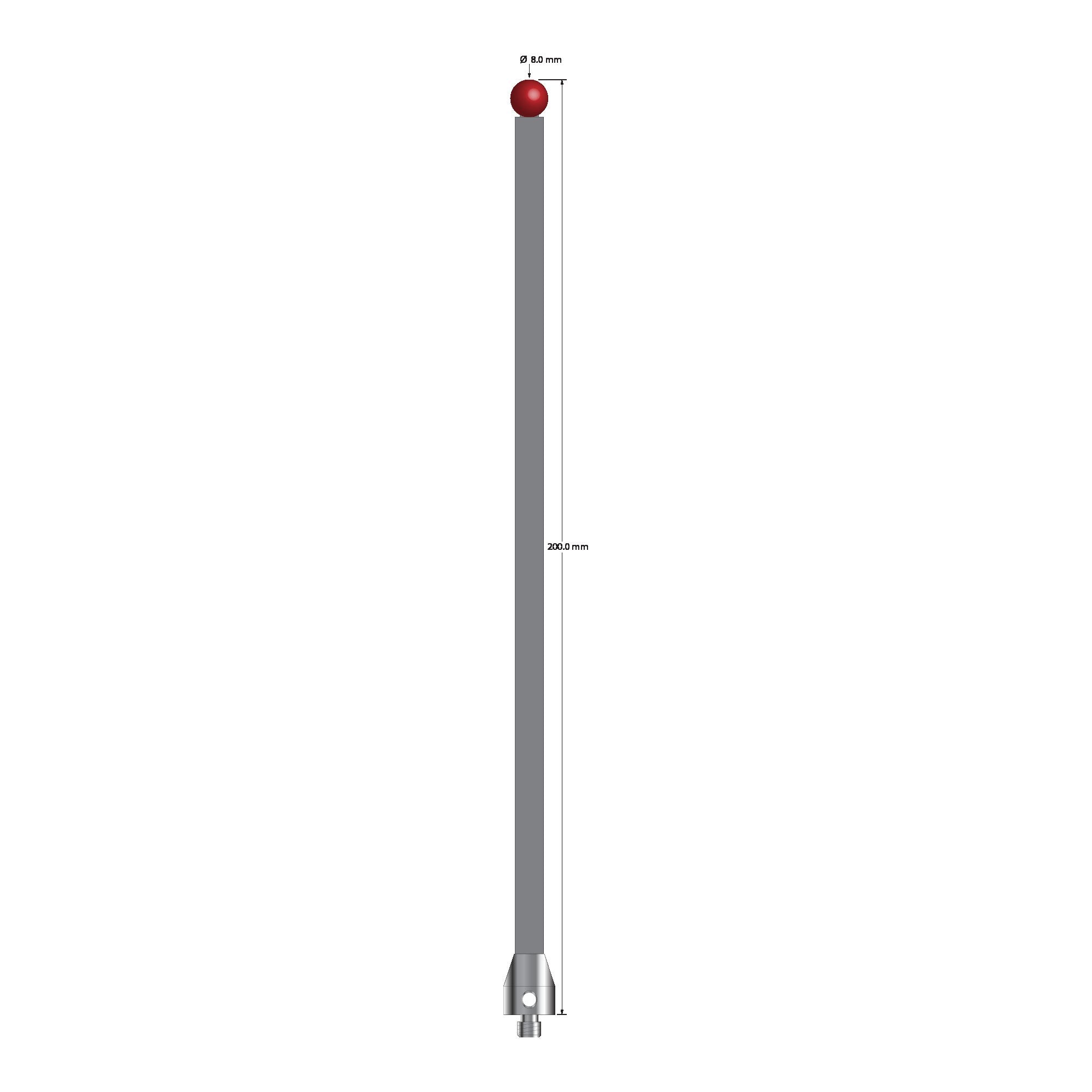 ATG-80200-TX M5 8.0mm ruby ball stylus with carbon fiber stem and titanium base, 200mm long by Q-Mark Manufacturing, Inc.
