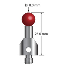 ATG-8025 M5 stylus with 8.0mm ruby ball, carbide stem, and stainless steel base, 25.0mm long by Q-Mark Manufacturing, Inc.