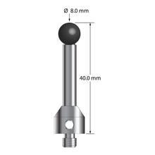ATG-8040-SN M5 stylus with 8.0mm silicon nitride ball, carbide stem, and stainless steel base, 40.0mm long by Q-Mark Manufacturing, Inc.