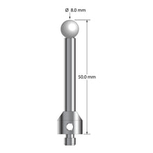 ATG-8050-Z M5 stylus with 8.0mm zirconia ball, carbide stem, and stainless steel base, 50mm long by Q-Mark Manufacturing, Inc.