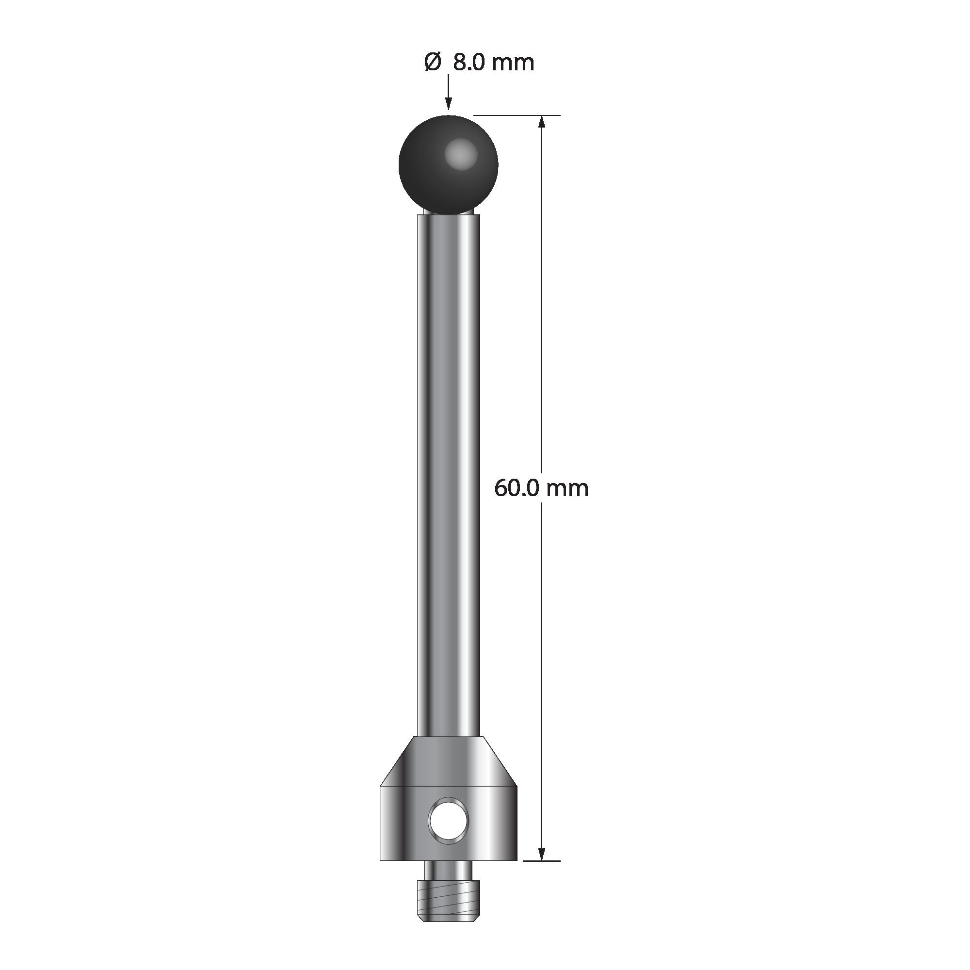 ATG-8060-SN M5 8.0mm silicon nitride stylus, 60.0mm long, by Q-Mark Manufacturing, Inc.