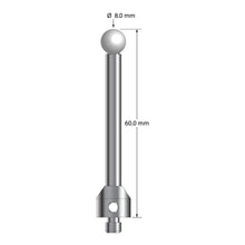 ATG-8060-Z M5 stylus with 8mm zirconia ball, carbide stem, and stainless steel base, 60mm long by Q-Mark Manufacturing, Inc.