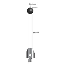ATG-8063-C-SN M5 stylus with 8.0mm silicon nitride ball, ceramic stem, and aluminum base, 63.0mm long.