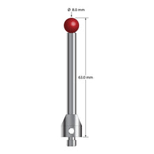 ATG-8063 M5 stylus with 8.0mm ruby ball, carbide stem, and stainless steel base, 63.0mm long by Q-Mark Manufacturing, Inc.