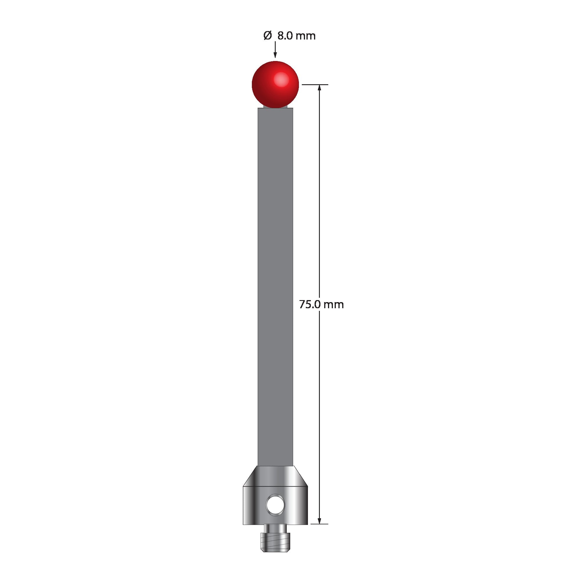 ATG-8079-G M5 stylus with 8.0mm ruby ball, carbon fiber stem, and stainless steel base by Q-Mark Manufacturing, Inc.