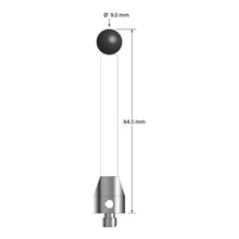 ATG-9064.5-C-SN M5 stylus with 9.0mm silicon nitride ball, ceramic shaft, and aluminum base, 64.5mm long.