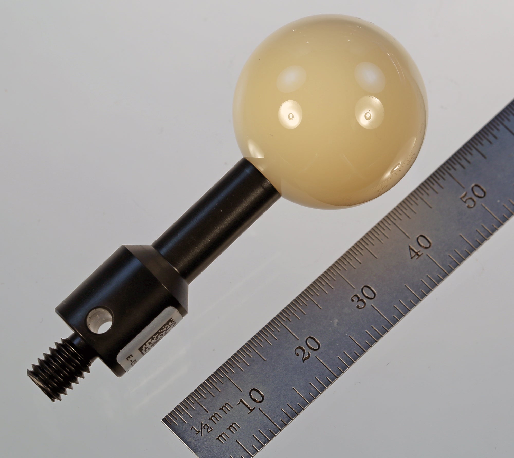 CAL-DK30 M6 25.0 mm ceramic calibration sphere on stainless steel post.