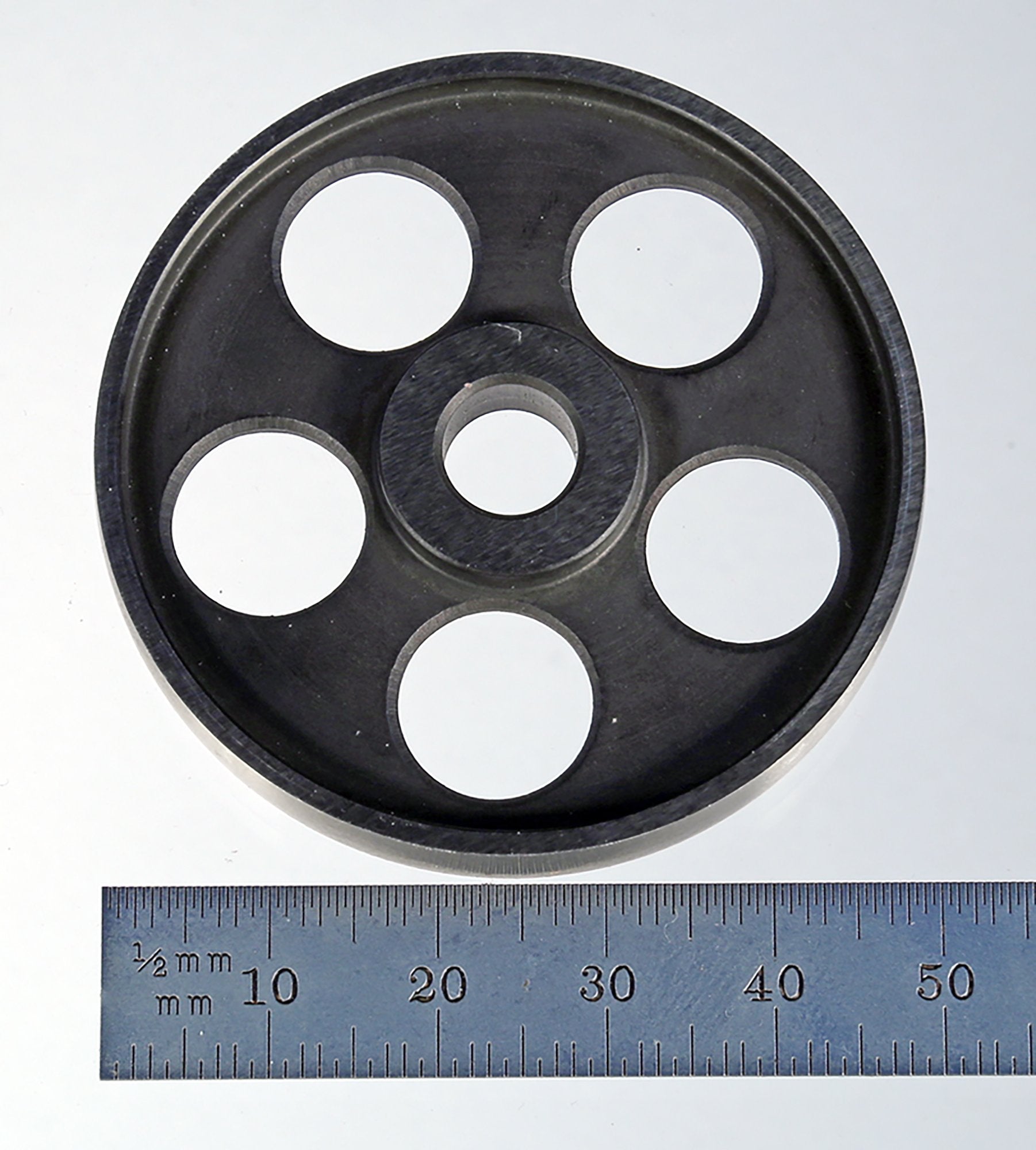 DSK-500 50.0 mm diameter, 7.0 mm thick hardened tool steel disk with 8.0 mm through hole.