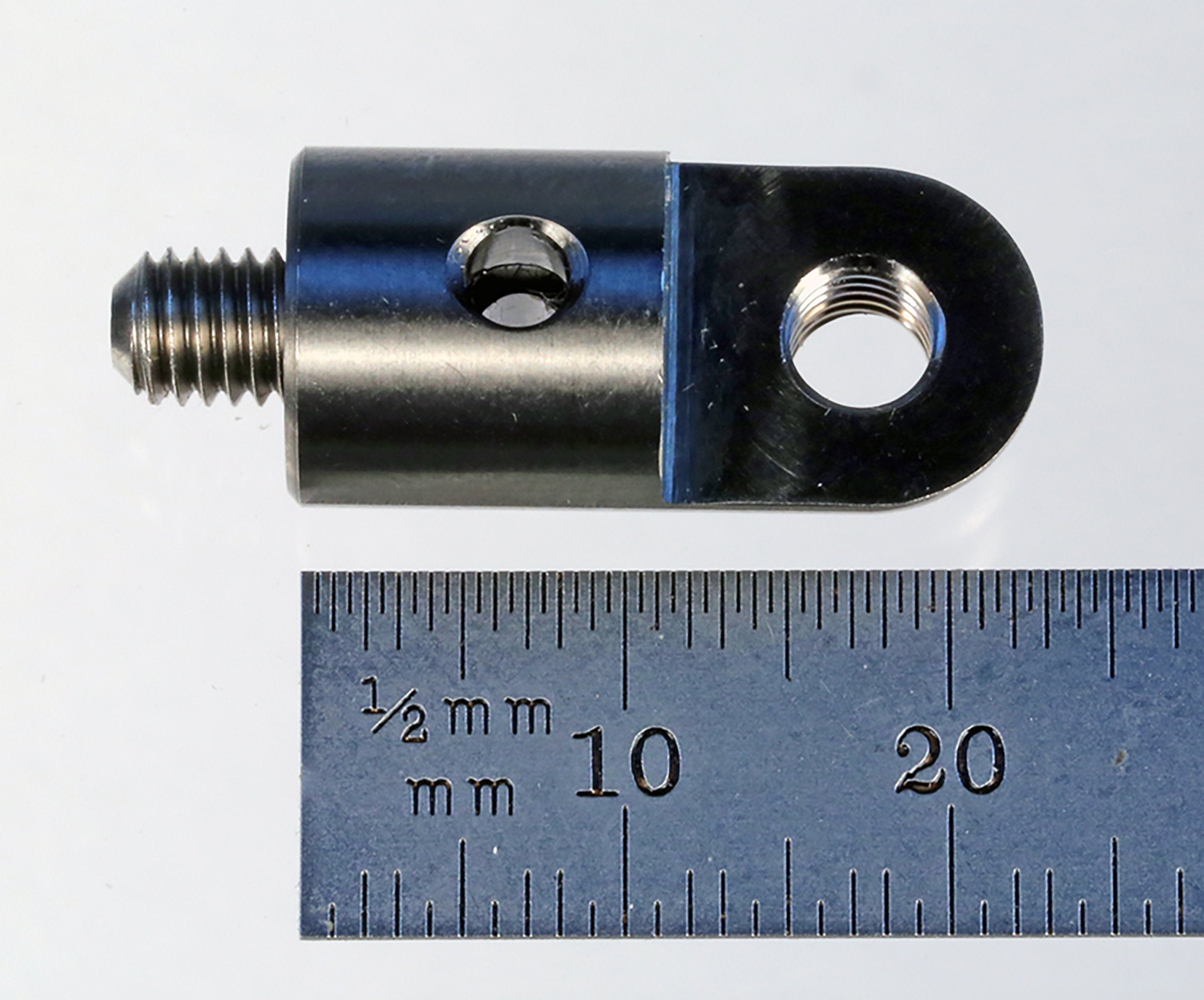 JM5-90-T M5 adapter with 90-degree through hole, titanium, 23.0mm by Q-Mark Manufacturing, Inc.