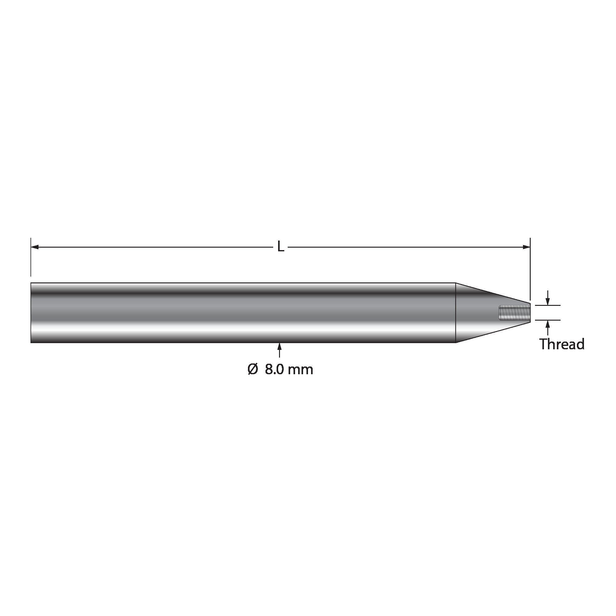 MH-M2 stylus holder M2 x 0.4 stainless steel 54.0mm by Q-Mark Manufacturing, Inc.