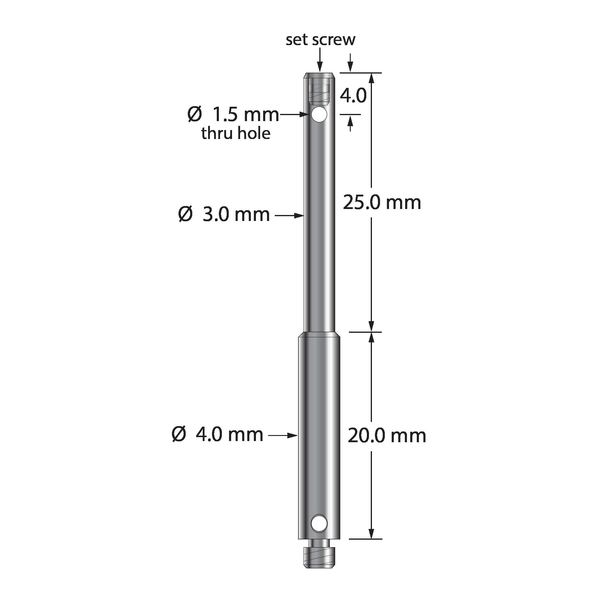 PH3-15 M3 right angle stylus holder, stainless steel, for 1.5mm unthreaded stylus by Q-Mark Manufacturing, Inc.