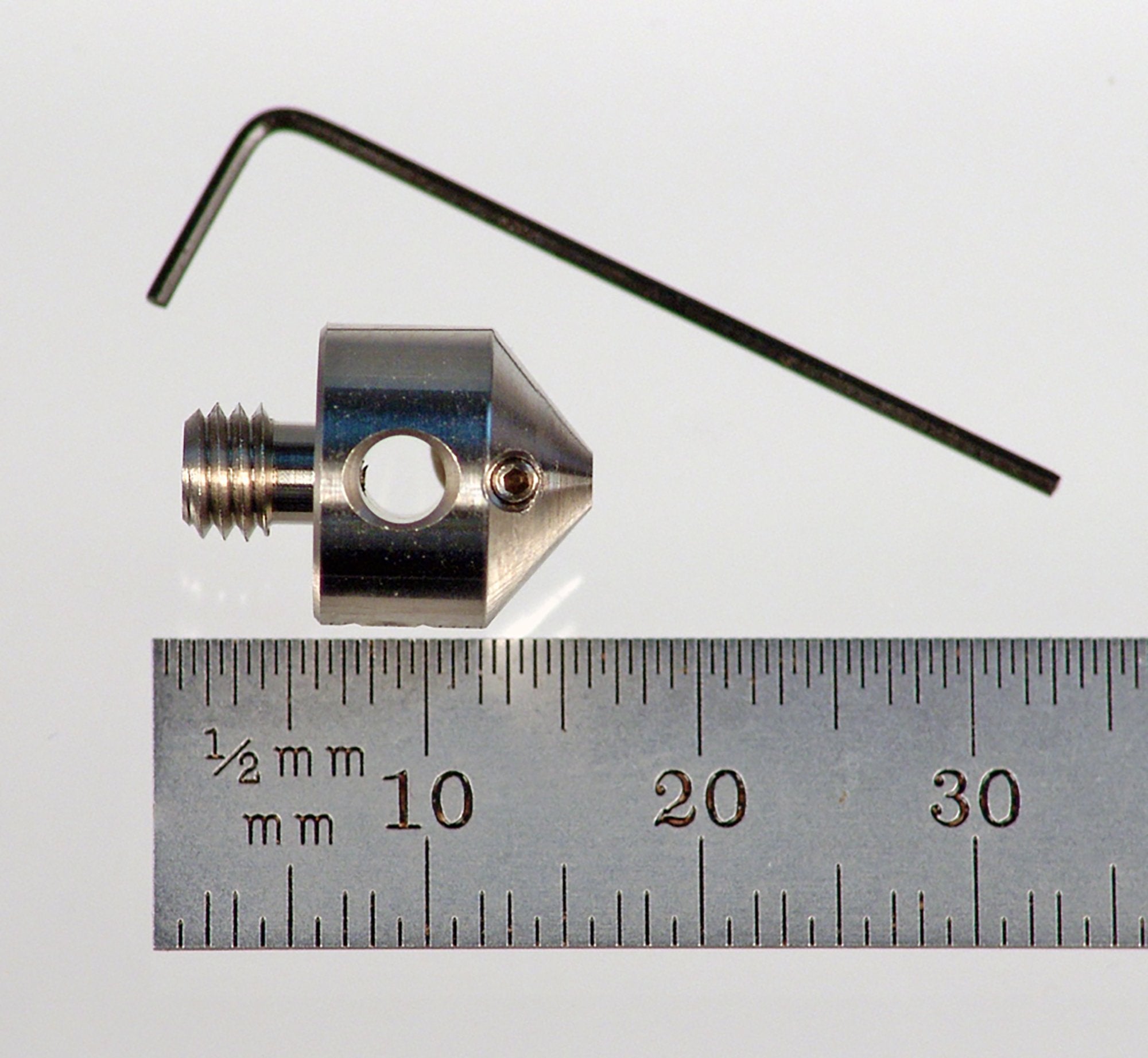 QC-150 M5 stainless steel stylus holder with hex wrench, for 1.5mm diameter stems.