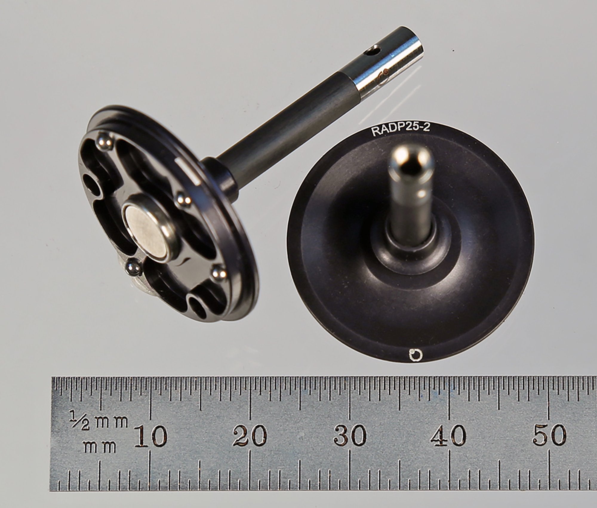 RADP25-2 M3 stylus adapter plate with carbon fiber extension and stainless steel end fitting by Q-Mark Manufacturing, Inc.