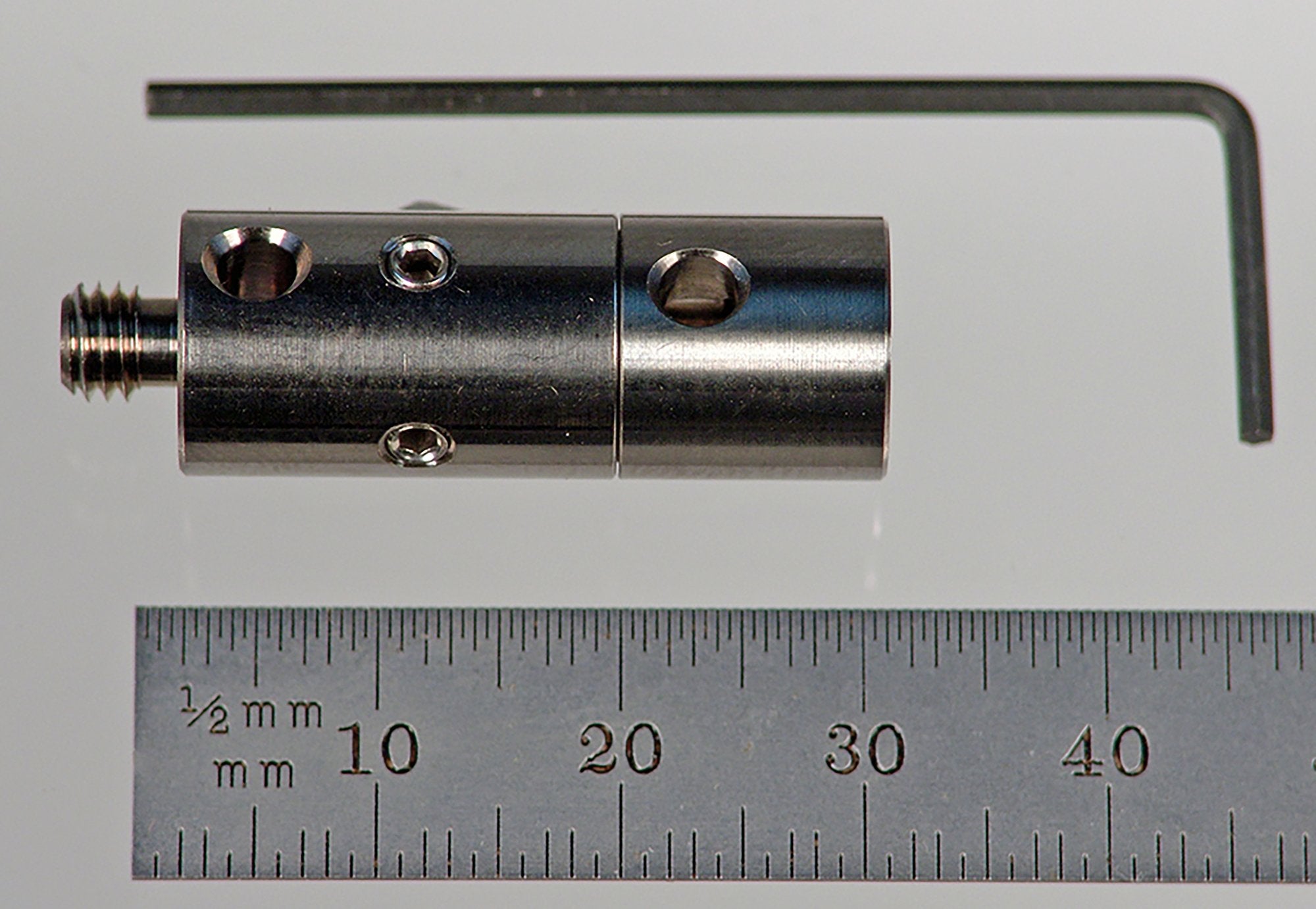 RAP-1128-T M5 rotary adapter, titanium, 11.0mm diameter x 29.0mm long, with ball bearing and hex wrench.