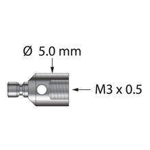 RM3-5PF M3 thread adapter, 5.0mm diameter, 5.0mm long, titanium, by Q-Mark Manufacturing, Inc.