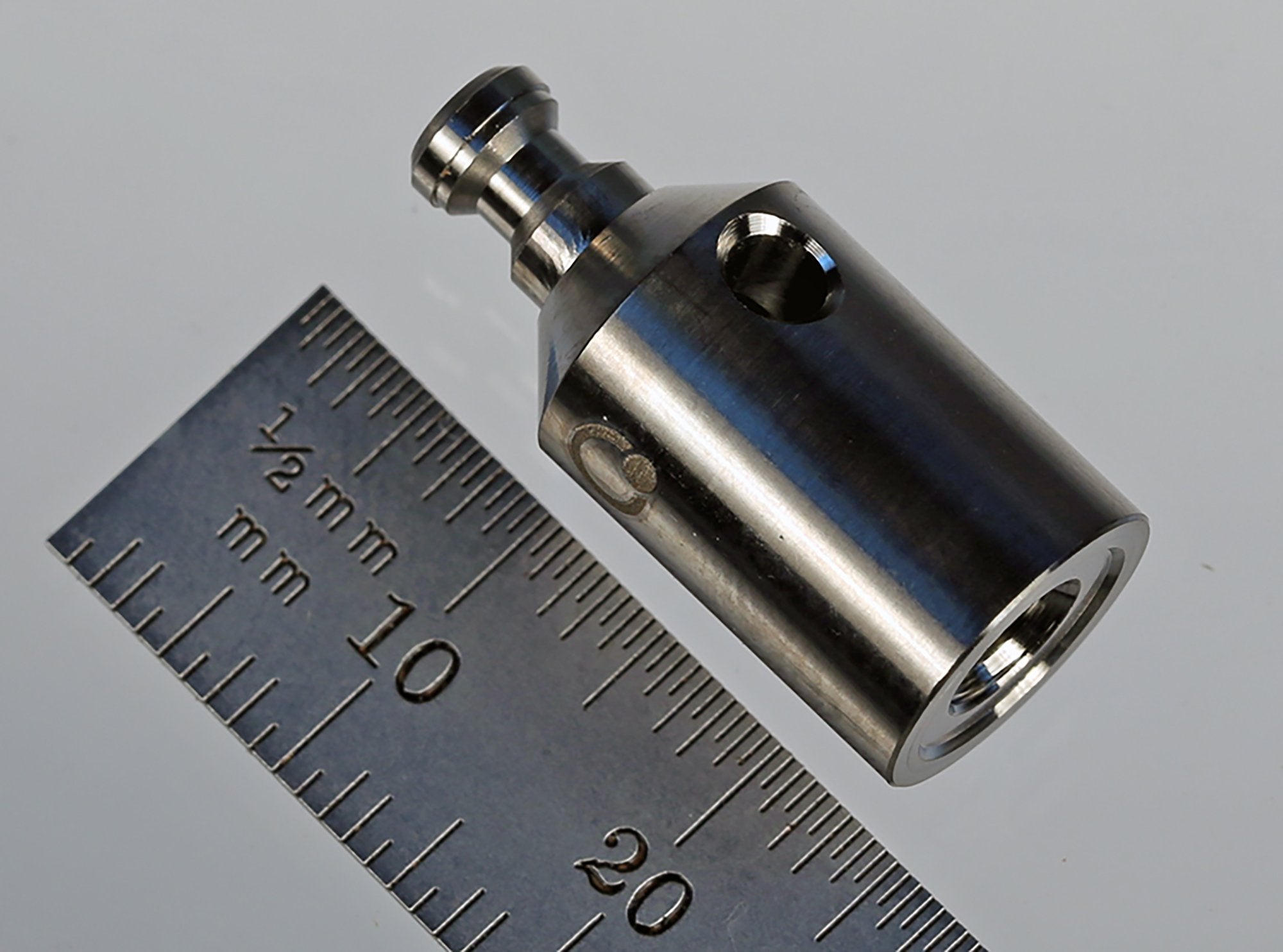 RM5-11PF-L M5 female thread adapter, 11.0mm diameter, titanium, 15.0mm long by Q-Mark Manufacturing, Inc.