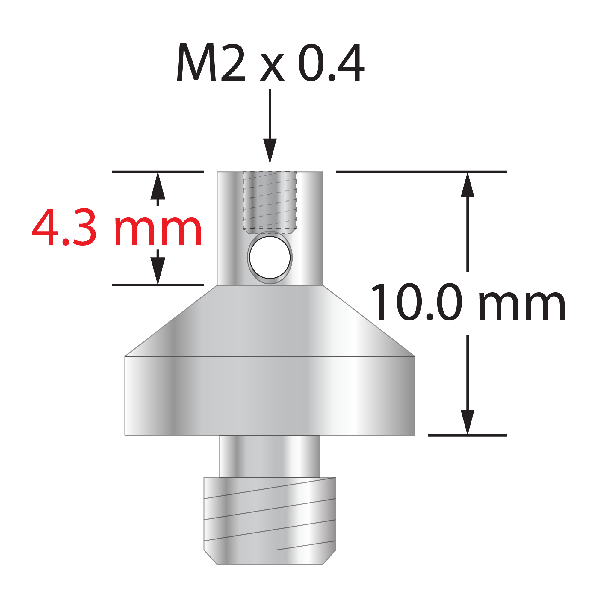 RM5-M2 M5 to M2 thread adapter, stainless steel, 10.0 mm length by Q-Mark Manufacturing, Inc.