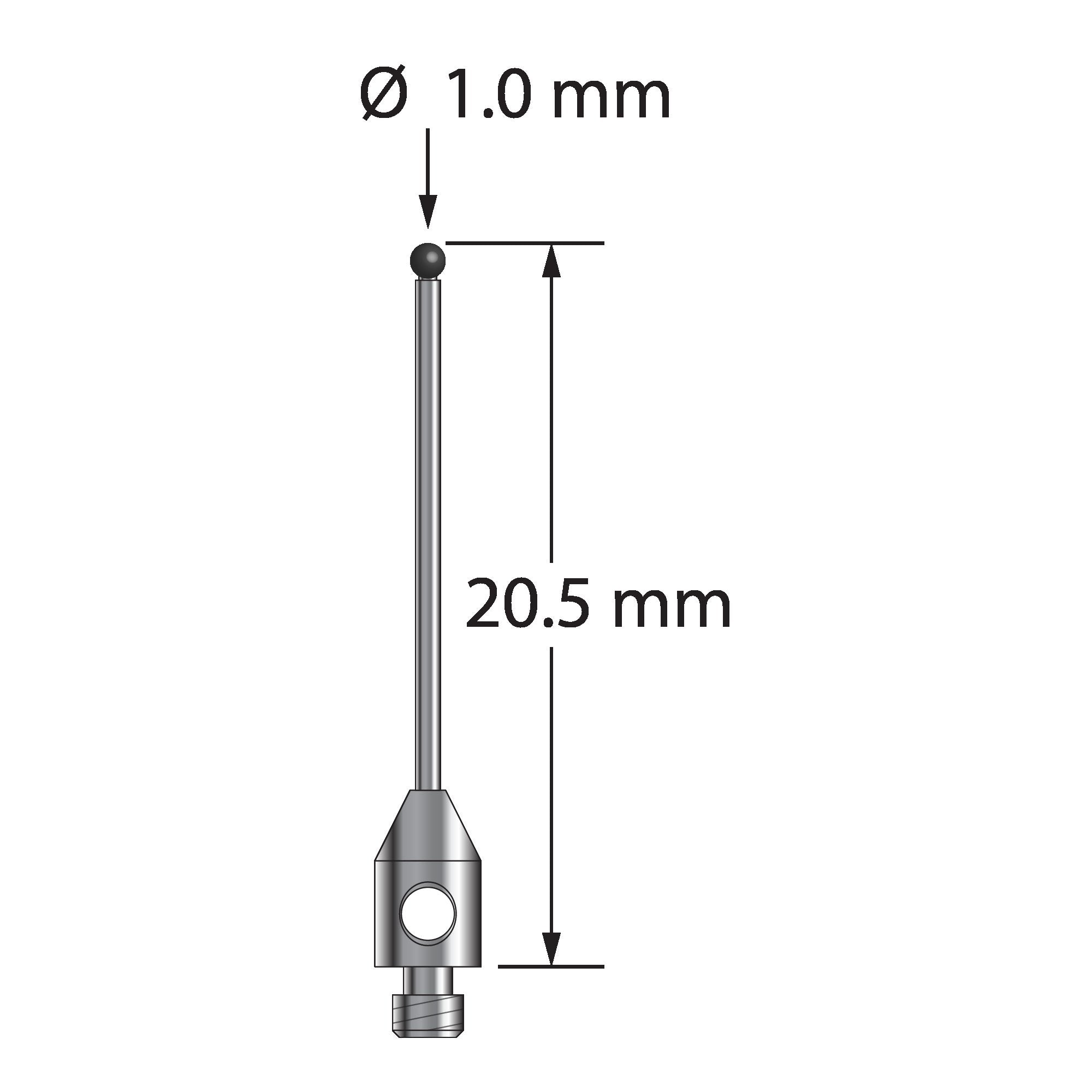 TM2-1020.5-DS.7-SN M2 stylus with 1.0mm silicon nitride ball and carbide stem by Q-Mark Manufacturing, Inc.