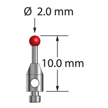 TM2-2010 M2 stylus with 2.0mm ruby ball, carbide stem, and stainless steel base, 10.0mm long by Q-Mark Manufacturing, Inc.
