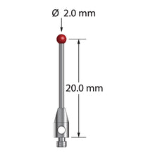 TM2-2021 M2 stylus with 2.0mm ruby ball, carbide stem, and stainless steel base, 20mm long by Q-Mark Manufacturing, Inc.
