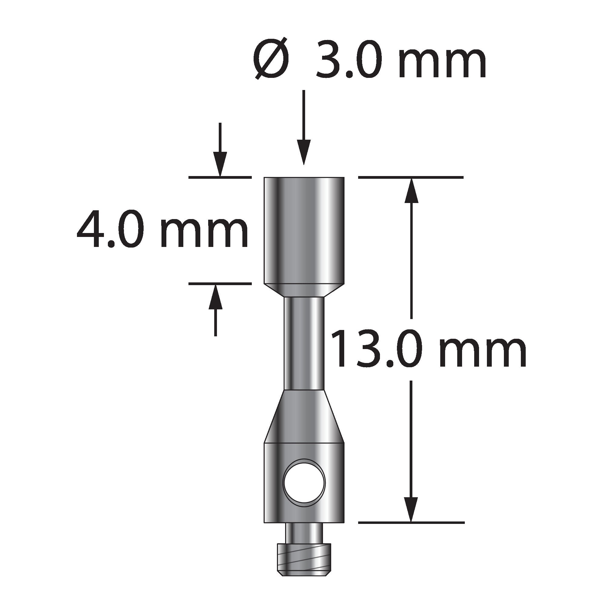TM2-3013-CYL M2 stylus with 3.0mm stainless steel cylinder, 13.0mm length by Q-Mark Manufacturing, Inc.
