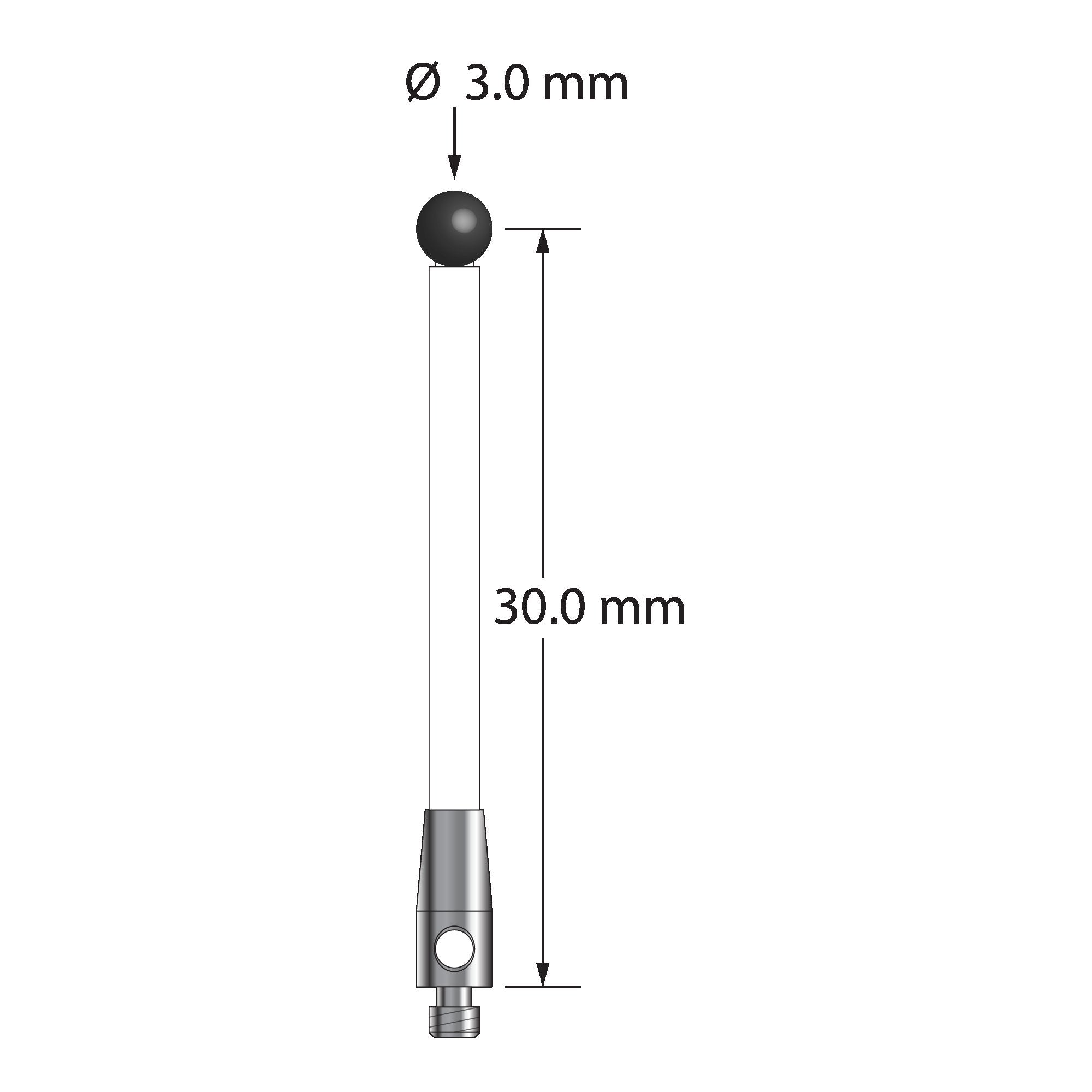 TM2-3031.5-C-SN M2 stylus with 3.0mm silicon nitride ball and ceramic stem by Q-Mark Manufacturing, Inc.