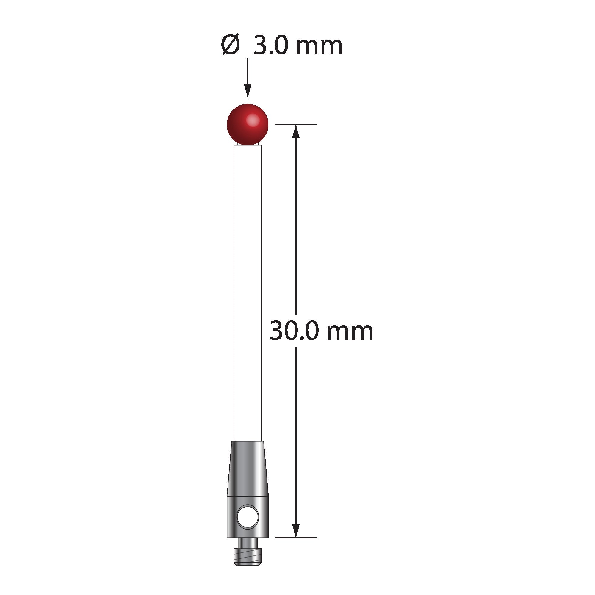 TM2-3031.5-C M2 stylus with 3.0mm ruby ball, ceramic stem, and stainless steel base by Q-Mark Manufacturing, Inc.