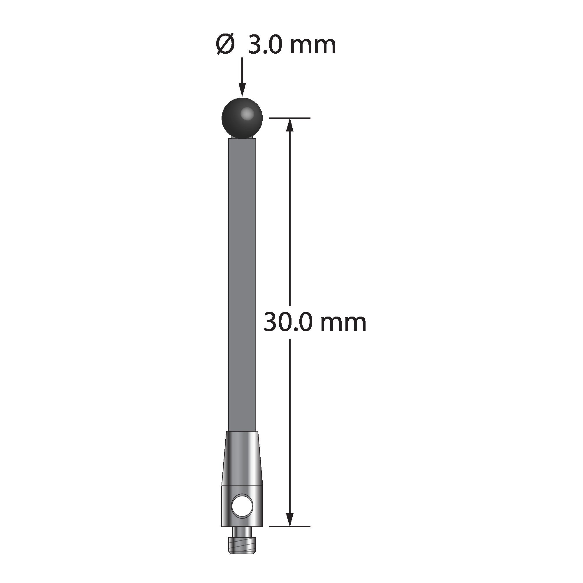TM2-3031.5-G-SN M2 stylus with 3.0mm silicon nitride ball and carbon fiber stem by Q-Mark Manufacturing, Inc.