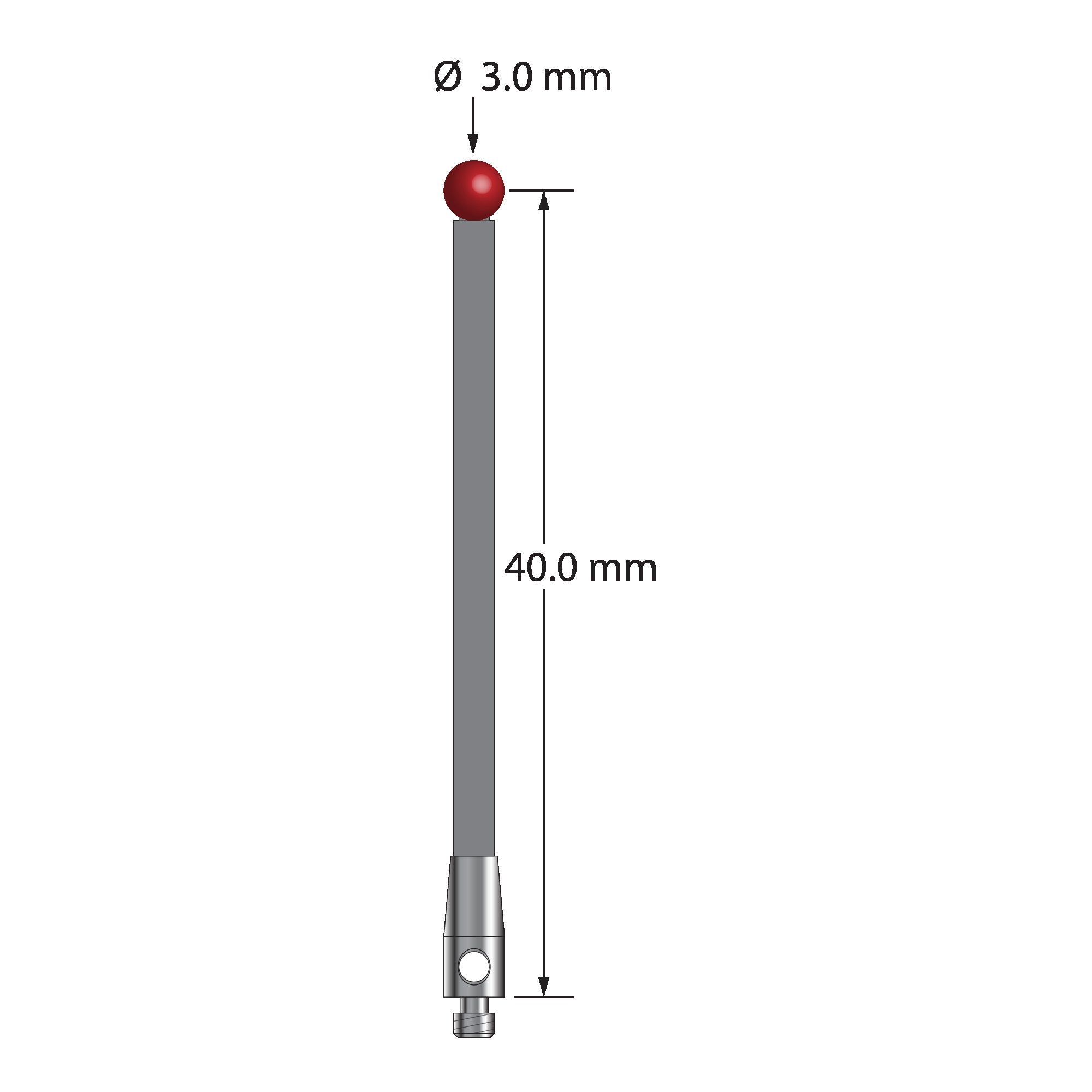 TM2-3041.5-G M2 stylus with 3.0mm ruby ball, carbon fiber stem, and stainless steel base by Q-Mark Manufacturing, Inc.
