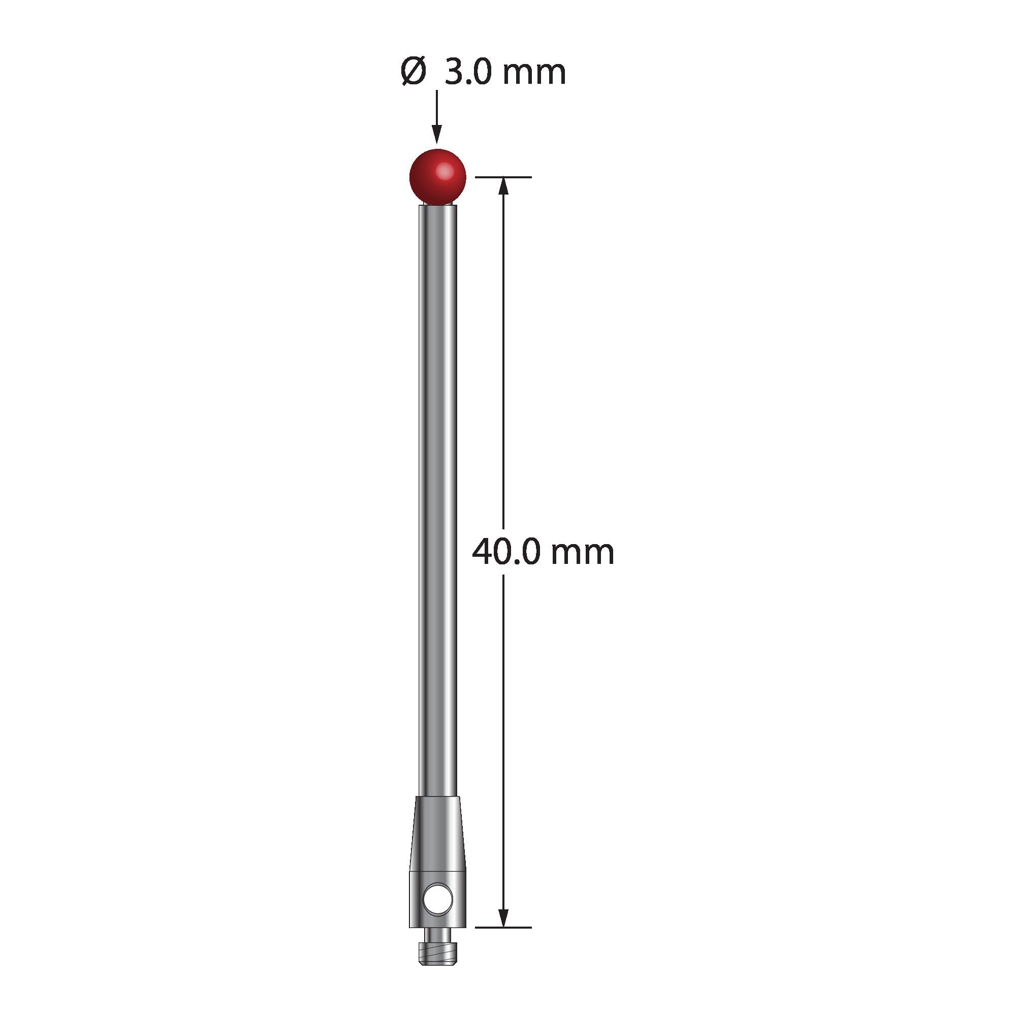 TM2-3041.5 M2 stylus with 3.0mm ruby ball, carbide stem, and stainless steel base by Q-Mark Manufacturing, Inc.