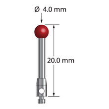 TM2-4020 M2 stylus, 4.0mm ruby ball, carbide stem, stainless steel base, 20.0mm long by Q-Mark Manufacturing, Inc.