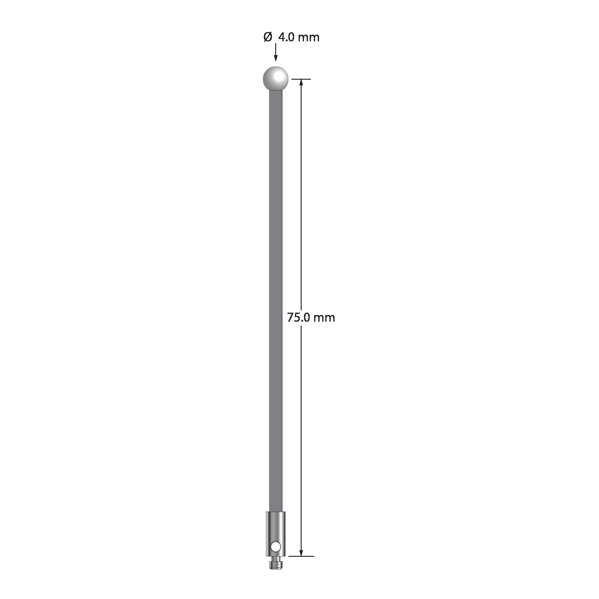 TM2-4077-G-DS2-Z M2 stylus with 4.0mm zirconia ball, carbon fiber stem, and stainless steel base by Q-Mark Manufacturing, Inc.