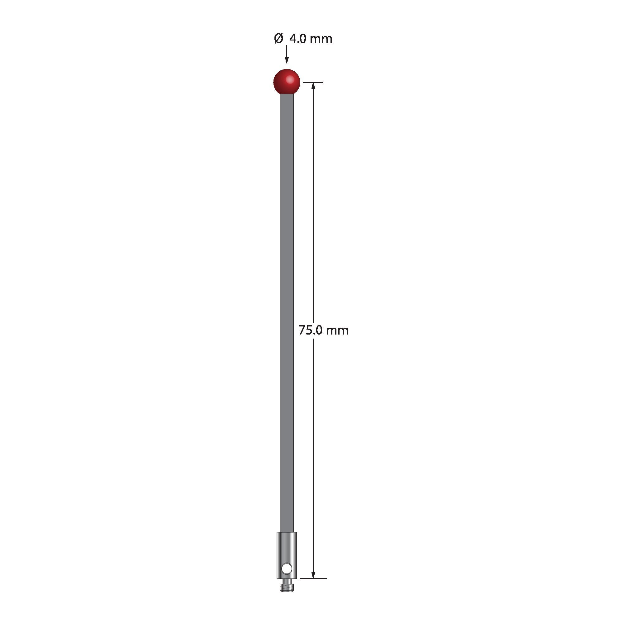 TM2-4077-G-DS2 M2 stylus with 4.0mm ruby ball, carbon fiber stem, and stainless steel base by Q-Mark Manufacturing, Inc.