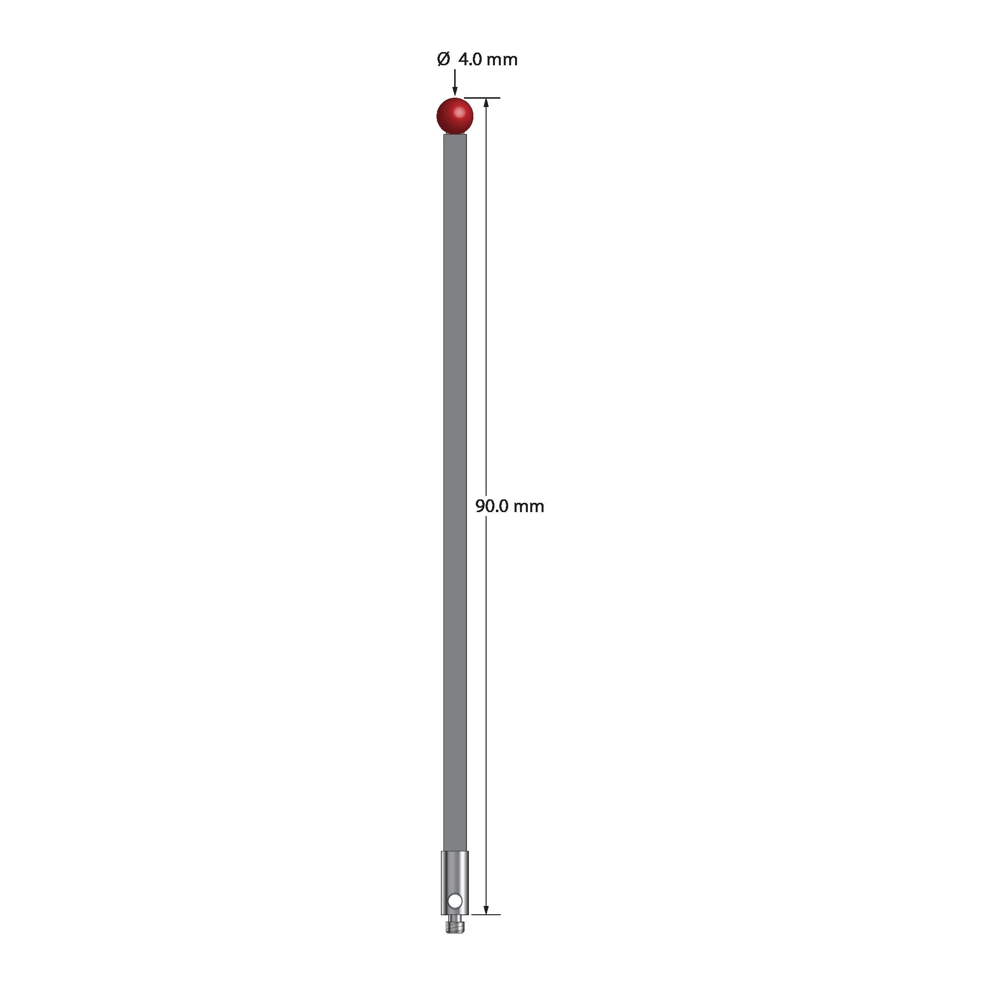 TM2-4090-G M2 stylus with 4.0mm ruby ball, carbon fiber stem, and stainless steel base, 90.0mm long by Q-Mark Manufacturing, Inc.