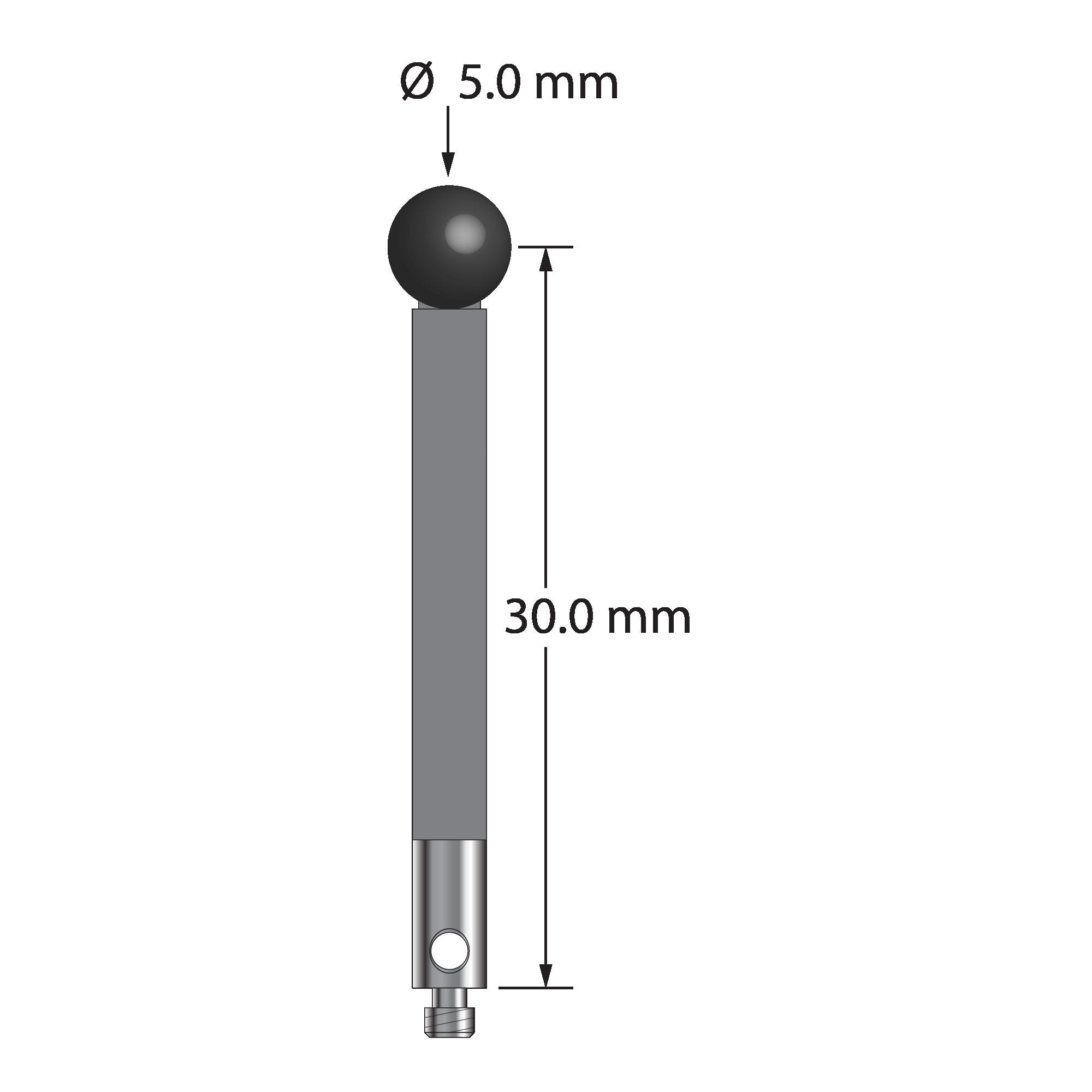 TM2-5032.5-G-SN M2 stylus with 5.0mm silicon nitride ball and carbon fiber shaft by Q-Mark Manufacturing, Inc.