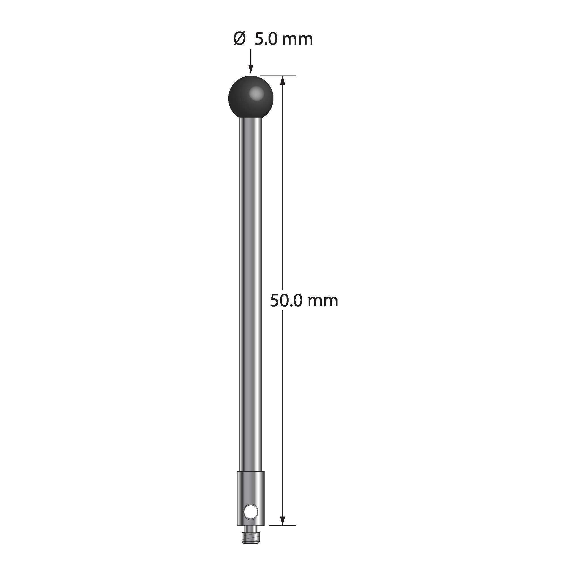 TM2-5050-SN M2 stylus with 5.0mm silicon nitride ball and carbide stem, 50.0mm long by Q-Mark Manufacturing, Inc.