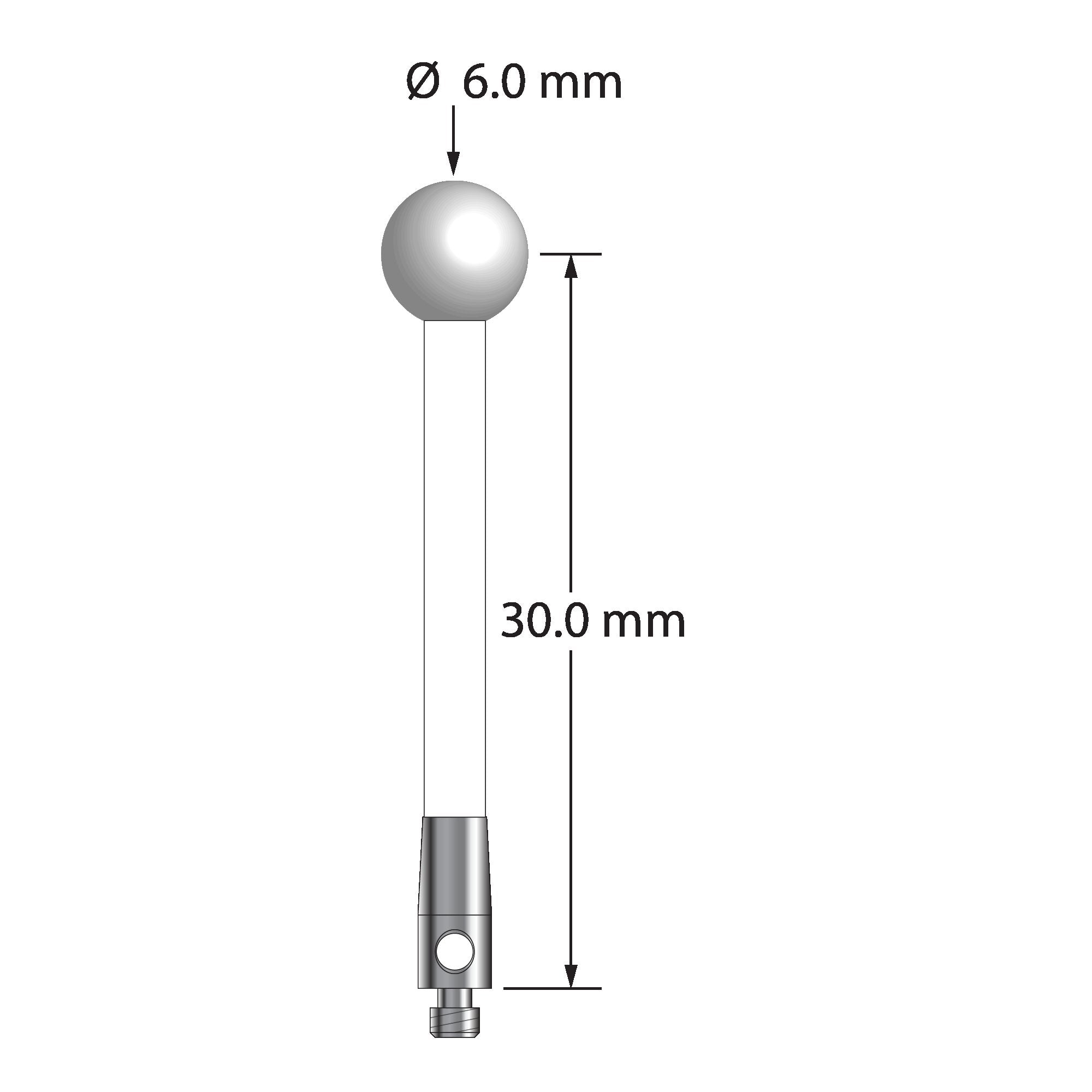 TM2-6033-C-Z M2 stylus with 6.0mm zirconia ball, ceramic stem, and stainless steel base by Q-Mark Manufacturing, Inc.