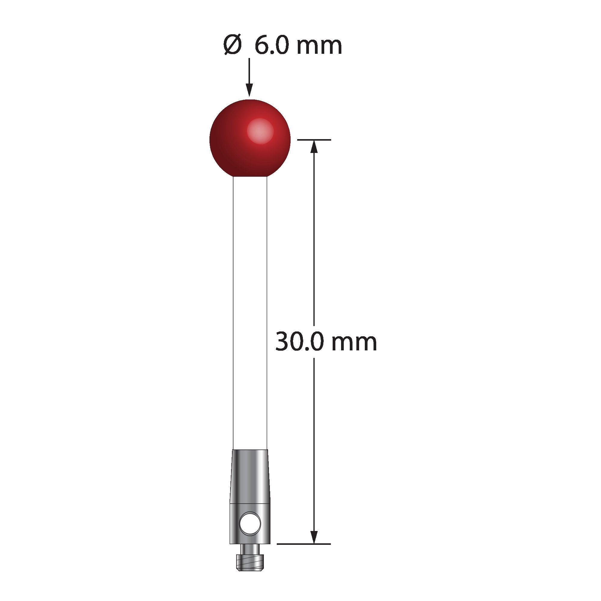 TM2-6033-C M2 stylus with 6.0mm ruby ball, ceramic stem, and stainless steel base by Q-Mark Manufacturing, Inc.