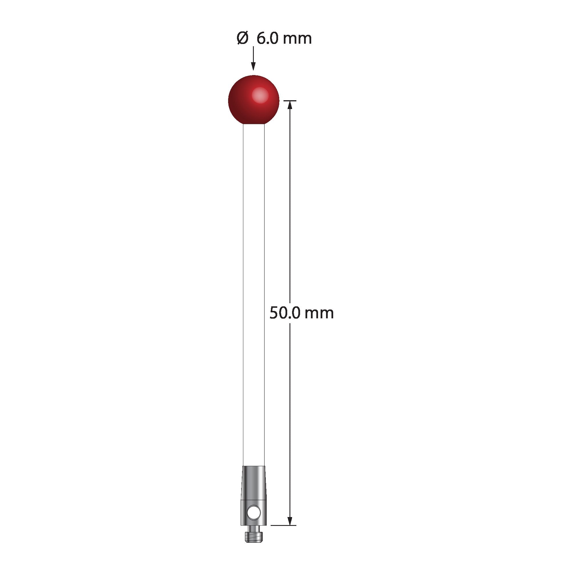 TM2-6053-C M2 stylus with 6.0mm ruby ball, ceramic stem, and stainless steel base by Q-Mark Manufacturing, Inc.