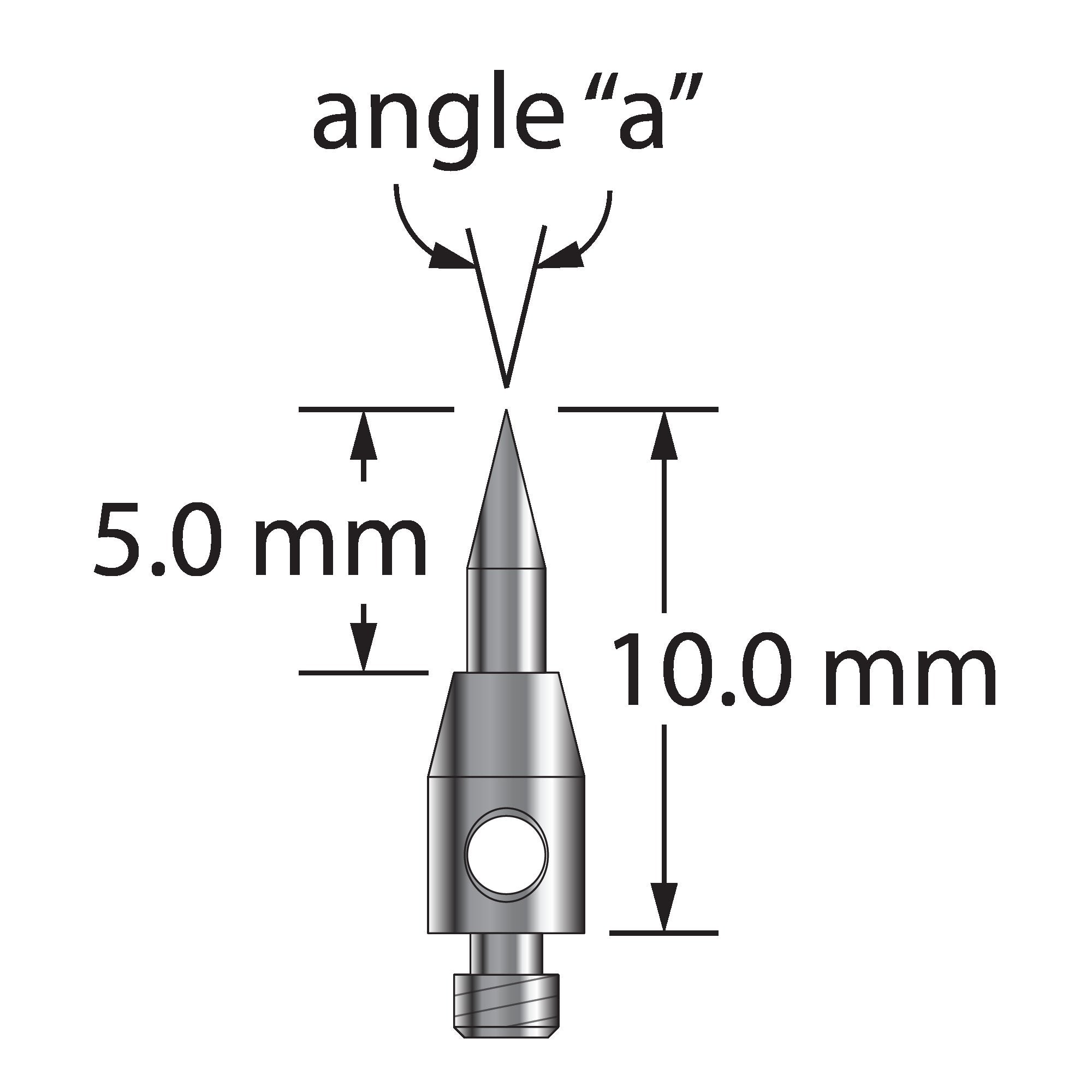 TM2-S60-C M2 stylus with 60-degree carbide point and stainless steel base, 10mm length by Q-Mark Manufacturing, Inc.
