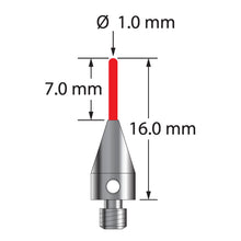 TM3-1016-B-TX M3 stylus with 1.0mm ruby cylinder and 5.0mm titanium base, 16.0mm long by Q-Mark Manufacturing, Inc.