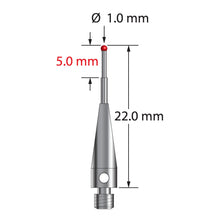 TM3-1022-13 M3 stylus with 1.0mm ruby ball, carbide stem, and stainless steel base by Q-Mark Manufacturing, Inc.