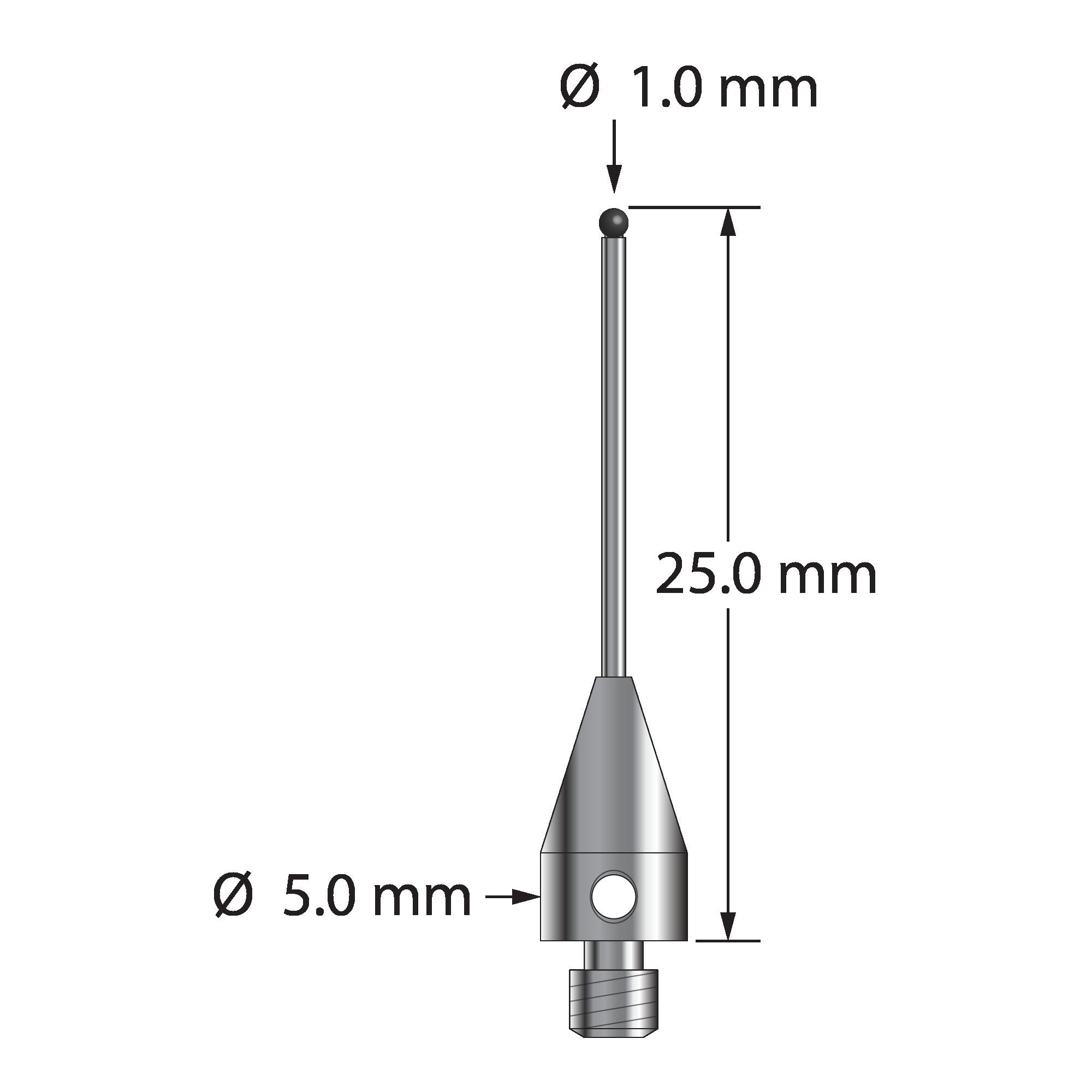 TM3-1025-TX-8-SN M3 stylus with 1.0mm silicon nitride ball, carbide stem, titanium base, 25mm long by Q-Mark Manufacturing, Inc.